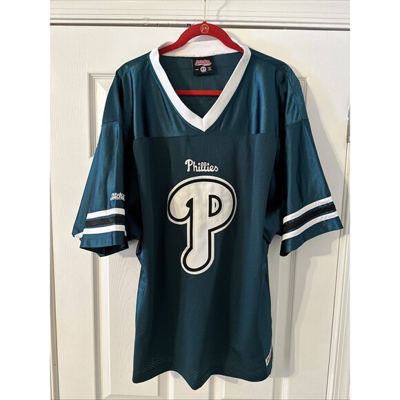 Philadelphia Phillies St PAT Football Style Jersey Stitches Genuine Large - Picture 1 of 13